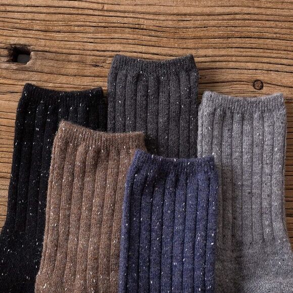 Speckled Ribbed Merino Wool Blend Socks - Picture 2 of 6